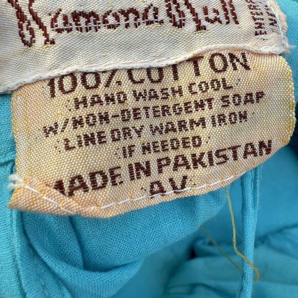 Vintage 70s Ramona Rull Dress, Cat Graphic Flowers MuMu One Size Blue - Picture 6 of 10